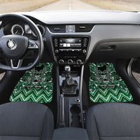 Aotearoa Ngai Tahu Car Mats Maori Tribal Dark Green Paua Shell Pattern DT05 Set 2pcs - Front Green - Polynesian Pride