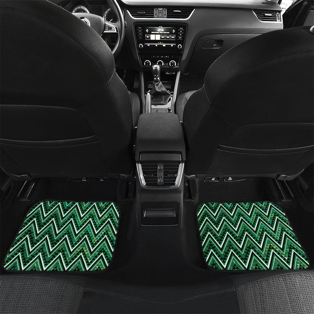 Aotearoa Ngai Tahu Car Mats Maori Tribal Dark Green Paua Shell Pattern DT05 Set 2pcs - Back Green - Polynesian Pride