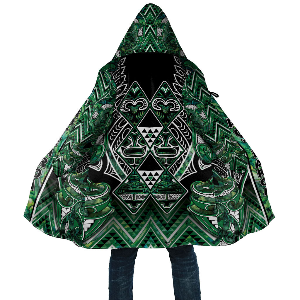 Aotearoa Ngai Tahu Cloak Maori Tribal Dark Green Paua Shell Pattern DT05 Unisex Green - Polynesian Pride