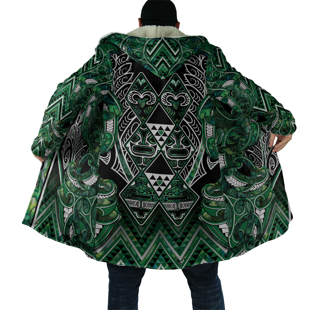 Aotearoa Ngai Tahu Cloak Maori Tribal Dark Green Paua Shell Pattern DT05 - Polynesian Pride