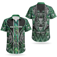 Aotearoa Ngai Tahu Couples Matching Off The Shoulder Long Sleeve Dress and Hawaiian Shirt Maori Tribal Dark Green Paua Shell Pattern DT05 - Polynesian Pride