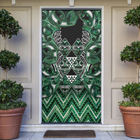 Aotearoa Ngai Tahu Door Cover Maori Tribal Dark Green Paua Shell Pattern DT05 Green - Polynesian Pride
