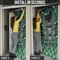 Aotearoa Ngai Tahu Door Cover Maori Tribal Dark Green Paua Shell Pattern DT05 - Polynesian Pride