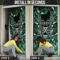 Aotearoa Ngai Tahu Door Cover Maori Tribal Dark Green Paua Shell Pattern DT05 - Polynesian Pride