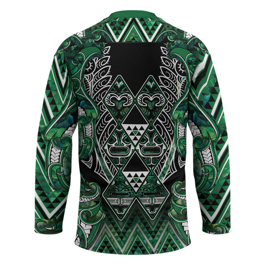 Aotearoa Ngai Tahu Hockey Jersey Maori Tribal Dark Green Paua Shell Pattern DT05 - Polynesian Pride