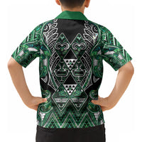 Aotearoa Ngai Tahu Kid Hawaiian Shirt Maori Tribal Dark Green Paua Shell Pattern DT05 - Polynesian Pride