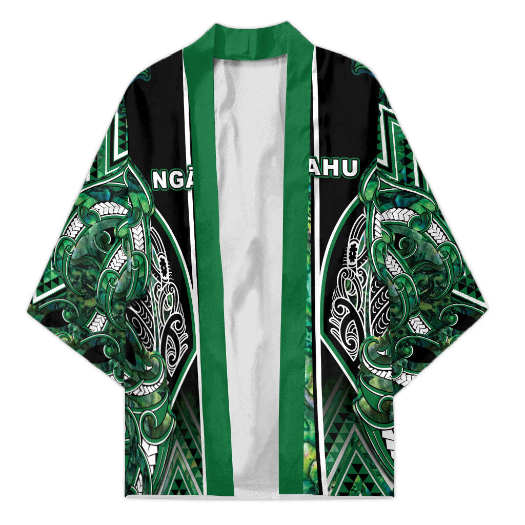 Aotearoa Ngai Tahu Kimono Maori Tribal Dark Green Paua Shell Pattern DT05 Unisex Green - Polynesian Pride