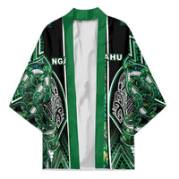Aotearoa Ngai Tahu Kimono Maori Tribal Dark Green Paua Shell Pattern DT05 Unisex Green - Polynesian Pride