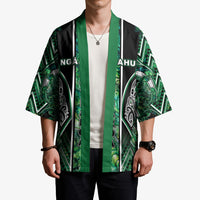 Aotearoa Ngai Tahu Kimono Maori Tribal Dark Green Paua Shell Pattern DT05 - Polynesian Pride