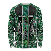 Aotearoa Ngai Tahu Long Sleeve Shirt Maori Tribal Dark Green Paua Shell Pattern DT05 Unisex Green - Polynesian Pride