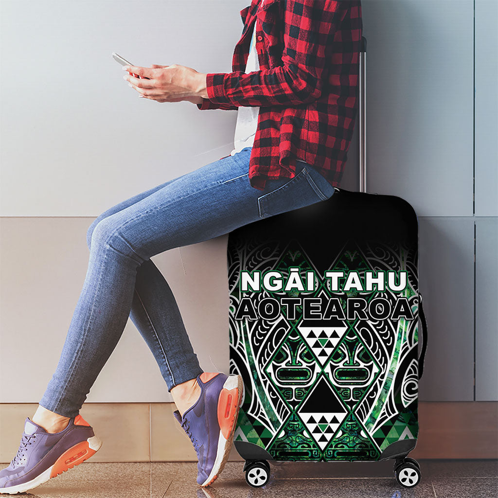 Aotearoa Ngai Tahu Luggage Cover Maori Tribal Dark Green Paua Shell Pattern DT05 - Polynesian Pride