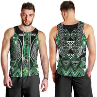 Aotearoa Ngai Tahu Men Tank Top Maori Tribal Dark Green Paua Shell Pattern DT05 - Polynesian Pride