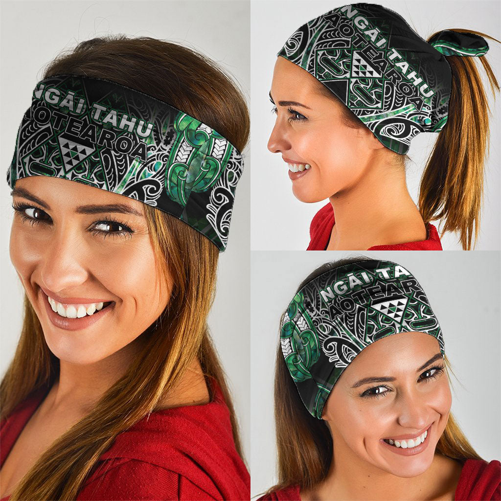 Aotearoa Ngai Tahu Neck Gaiter Maori Tribal Dark Green Paua Shell Pattern DT05 - Polynesian Pride