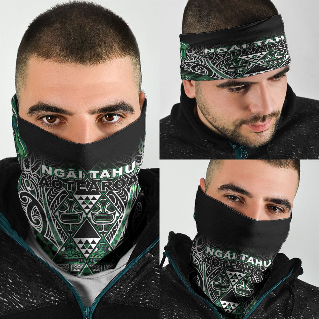 Aotearoa Ngai Tahu Neck Gaiter Maori Tribal Dark Green Paua Shell Pattern DT05 - Polynesian Pride