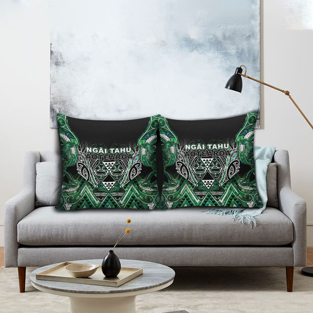 Aotearoa Ngai Tahu Pillow Cover Maori Tribal Dark Green Paua Shell Pattern DT05 - Polynesian Pride