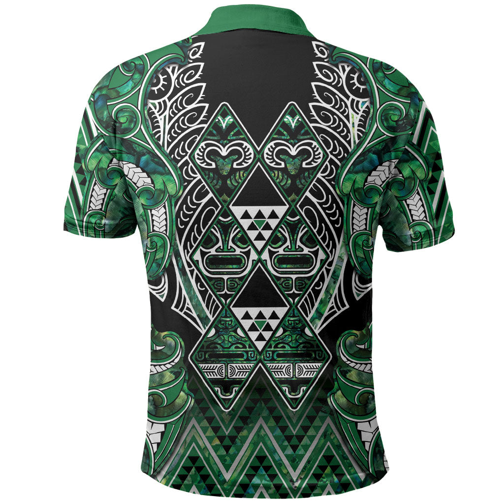 Aotearoa Ngai Tahu Polo Shirt Maori Tribal Dark Green Paua Shell Pattern DT05 - Polynesian Pride