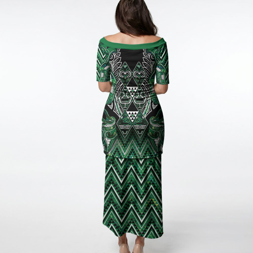 Aotearoa Ngai Tahu Puletasi Maori Tribal Dark Green Paua Shell Pattern DT05 - Polynesian Pride