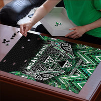 Aotearoa Ngai Tahu Puzzle Maori Tribal Dark Green Paua Shell Pattern DT05 - Polynesian Pride