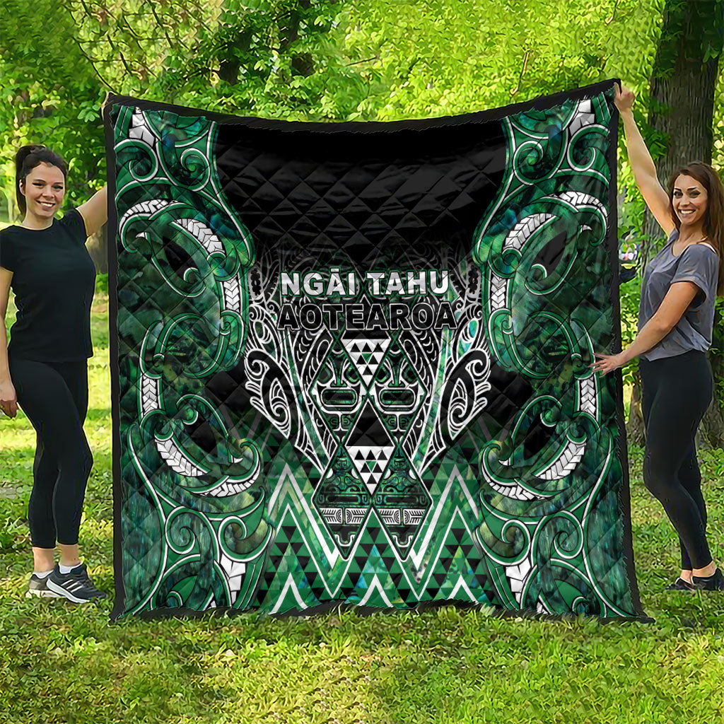 Aotearoa Ngai Tahu Quilt Maori Tribal Dark Green Paua Shell Pattern DT05 - Polynesian Pride