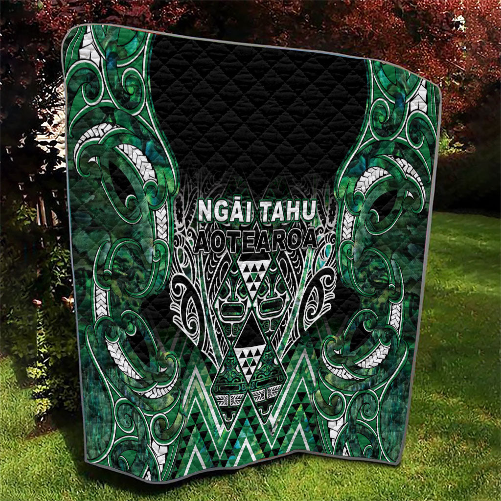 Aotearoa Ngai Tahu Quilt Maori Tribal Dark Green Paua Shell Pattern DT05 - Polynesian Pride