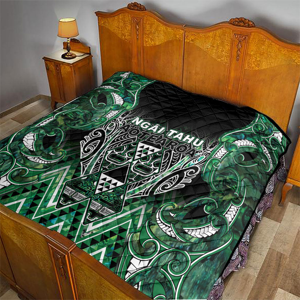 Aotearoa Ngai Tahu Quilt Maori Tribal Dark Green Paua Shell Pattern DT05 - Polynesian Pride