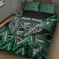 Aotearoa Ngai Tahu Quilt Bed Set Maori Tribal Dark Green Paua Shell Pattern DT05 - Polynesian Pride