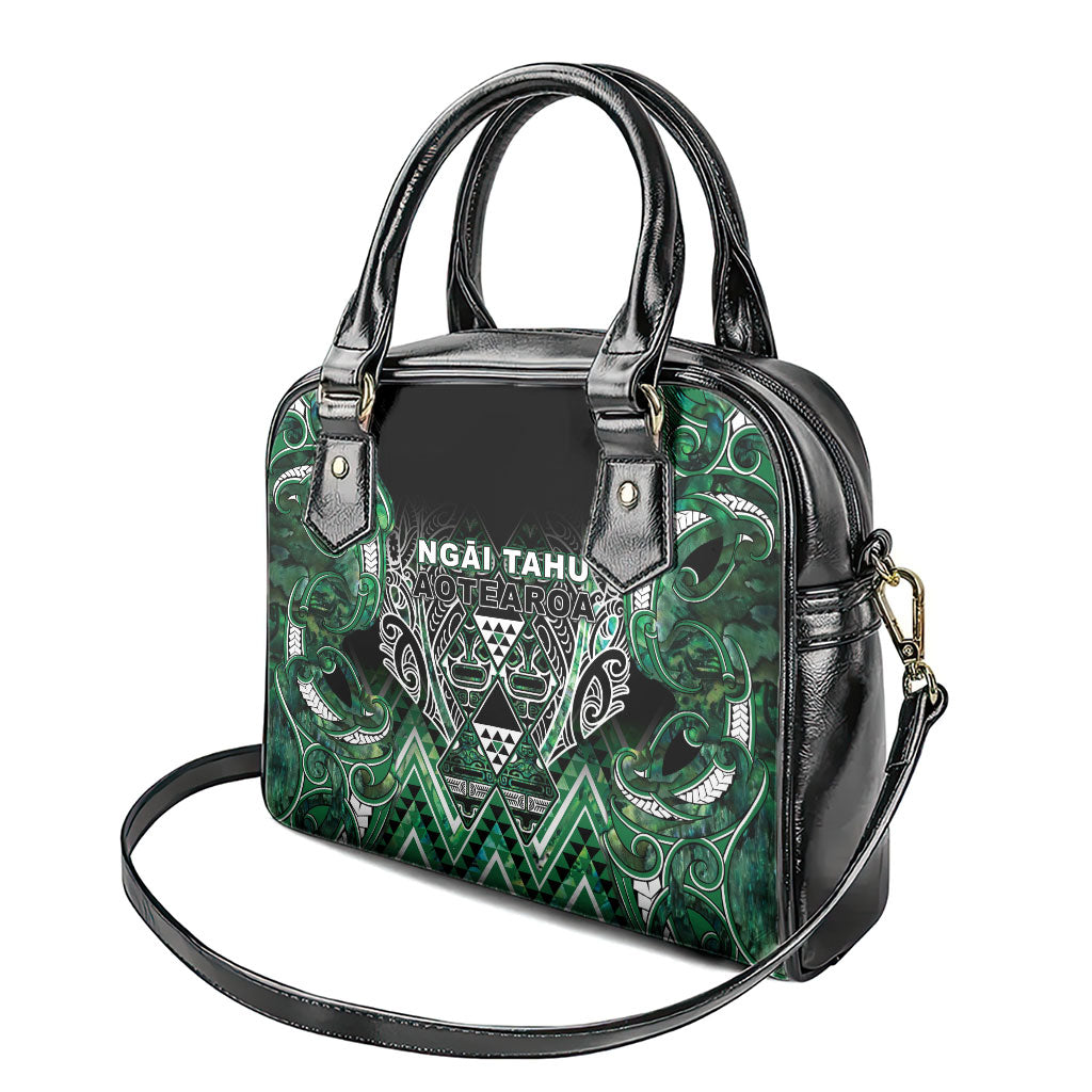 Aotearoa Ngai Tahu Shoulder Handbag Maori Tribal Dark Green Paua Shell Pattern DT05 - Polynesian Pride