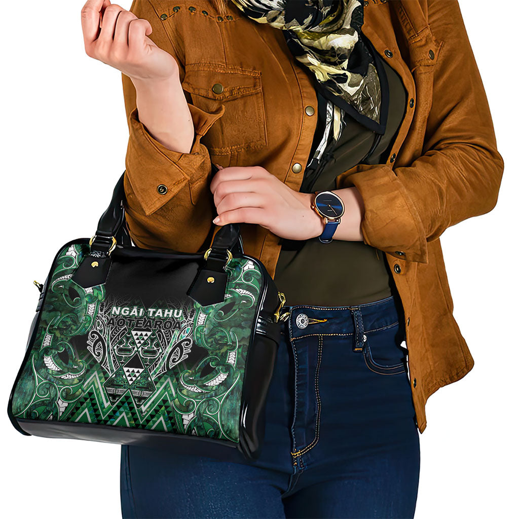 Aotearoa Ngai Tahu Shoulder Handbag Maori Tribal Dark Green Paua Shell Pattern DT05 - Polynesian Pride