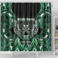 Aotearoa Ngai Tahu Shower Curtain Maori Tribal Dark Green Paua Shell Pattern DT05 - Polynesian Pride