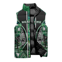 Aotearoa Ngai Tahu Sleeveless Puffer Jacket Maori Tribal Dark Green Paua Shell Pattern DT05 - Polynesian Pride
