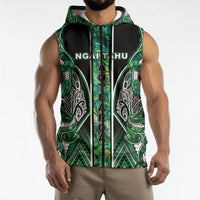 Aotearoa Ngai Tahu Sleeveless Zip Hoodie Maori Tribal Dark Green Paua Shell Pattern DT05 - Polynesian Pride