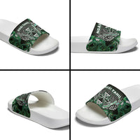 Aotearoa Ngai Tahu Slide Sandals Maori Tribal Dark Green Paua Shell Pattern DT05 - Polynesian Pride