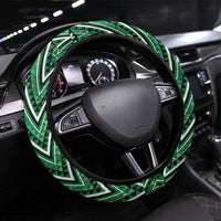 Aotearoa Ngai Tahu Steering Wheel Cover Maori Tribal Dark Green Paua Shell Pattern DT05 Universal Fit Green - Polynesian Pride