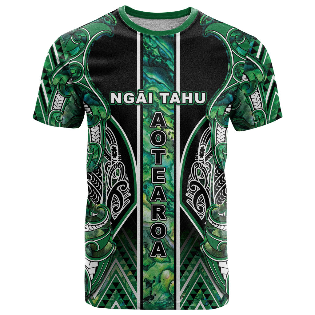Aotearoa Ngai Tahu T Shirt Maori Tribal Dark Green Paua Shell Pattern DT05 Green - Polynesian Pride