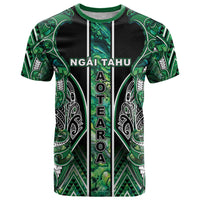 Aotearoa Ngai Tahu T Shirt Maori Tribal Dark Green Paua Shell Pattern DT05 Green - Polynesian Pride