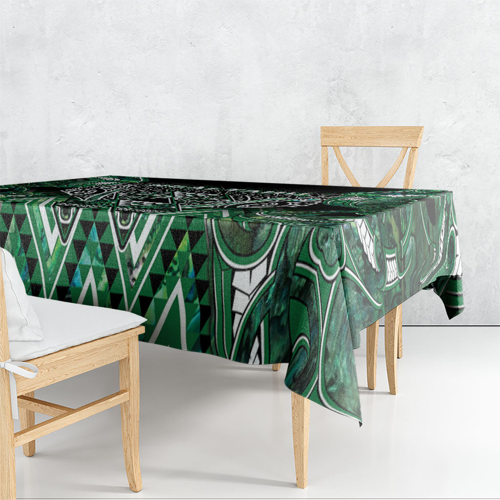 Aotearoa Ngai Tahu Tablecloth Maori Tribal Dark Green Paua Shell Pattern DT05 - Polynesian Pride