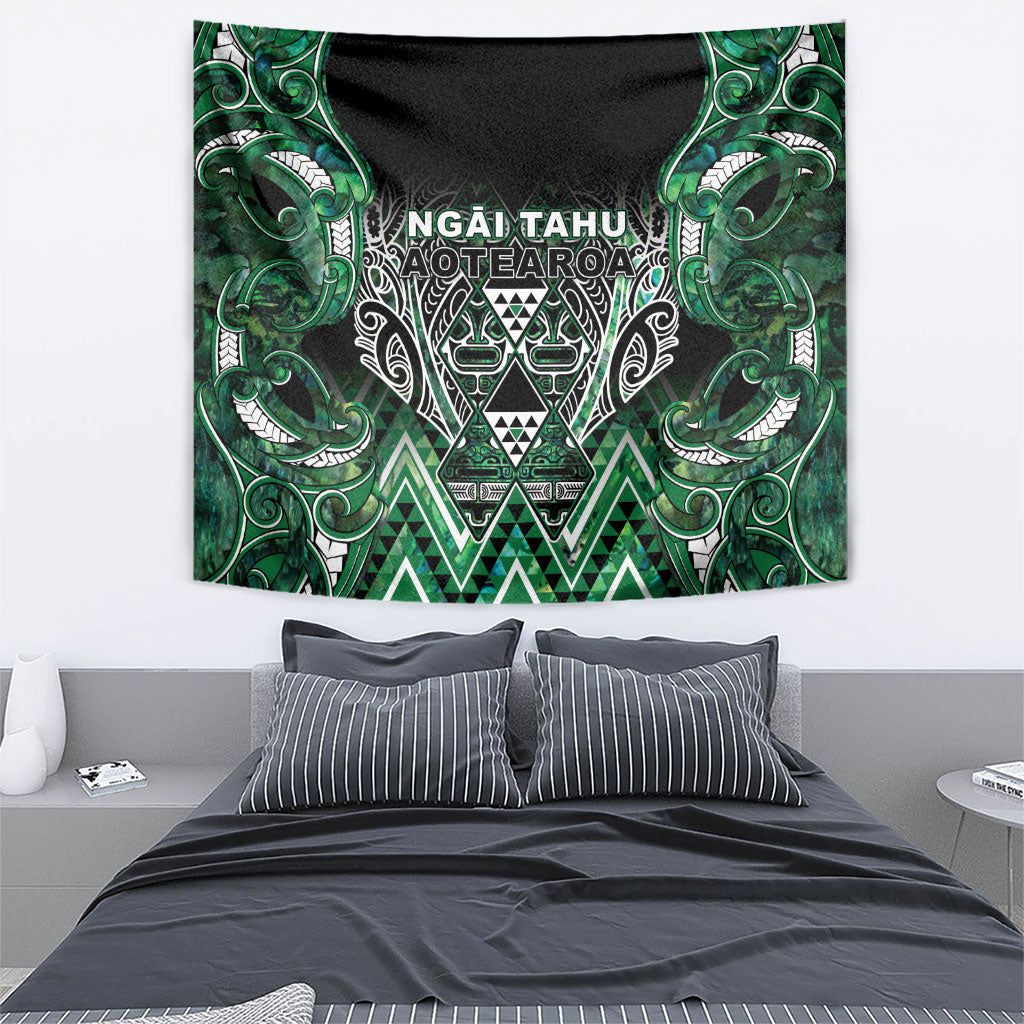 Aotearoa Ngai Tahu Tapestry Maori Tribal Dark Green Paua Shell Pattern DT05 - Polynesian Pride