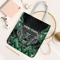 Aotearoa Ngai Tahu Tote Bag Maori Tribal Dark Green Paua Shell Pattern DT05 White Strap One Size Green - Polynesian Pride