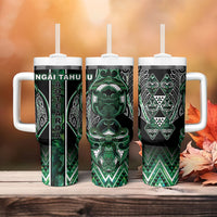 Aotearoa Ngai Tahu Tumbler With Handle Maori Tribal Dark Green Paua Shell Pattern DT05 - Polynesian Pride