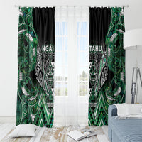 Aotearoa Ngai Tahu Window Curtain Maori Tribal Dark Green Paua Shell Pattern DT05 - Polynesian Pride