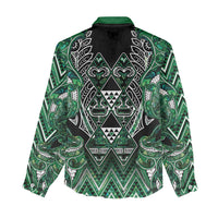 Aotearoa Ngai Tahu Women Casual Shirt Maori Tribal Dark Green Paua Shell Pattern DT05 - Polynesian Pride