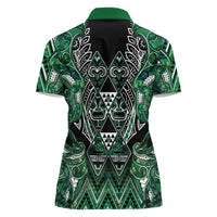 Aotearoa Ngai Tahu Women Polo Shirt Maori Tribal Dark Green Paua Shell Pattern DT05 - Polynesian Pride