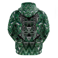 Aotearoa Ngai Tahu Zip Hoodie Maori Tribal Dark Green Paua Shell Pattern DT05 - Polynesian Pride