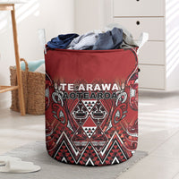 Aotearoa Te Arawa Laundry Basket Maori Tribal Dark Red Paua Shell Pattern DT05 Red - Polynesian Pride
