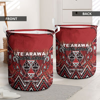 Aotearoa Te Arawa Laundry Basket Maori Tribal Dark Red Paua Shell Pattern DT05 - Polynesian Pride