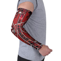 Aotearoa Te Arawa Arm Sleeves Maori Tribal Dark Red Paua Shell Pattern DT05 - Polynesian Pride