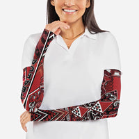Aotearoa Te Arawa Arm Sleeves Maori Tribal Dark Red Paua Shell Pattern DT05 - Polynesian Pride