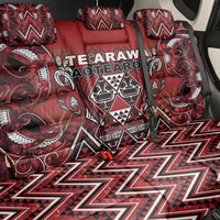 Aotearoa Te Arawa Back Car Seat Cover Maori Tribal Dark Red Paua Shell Pattern DT05 - Polynesian Pride