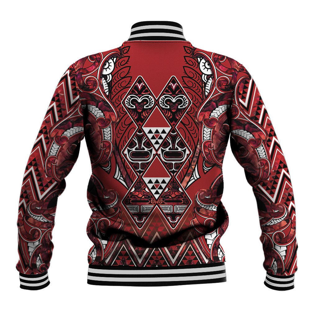 Aotearoa Te Arawa Baseball Jacket Maori Tribal Dark Red Paua Shell Pattern DT05 - Polynesian Pride