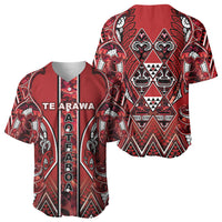Aotearoa Te Arawa Baseball Jersey Maori Tribal Dark Red Paua Shell Pattern DT05 - Polynesian Pride